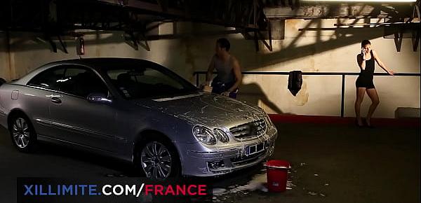  Hot blonde seduces the guy washing her car